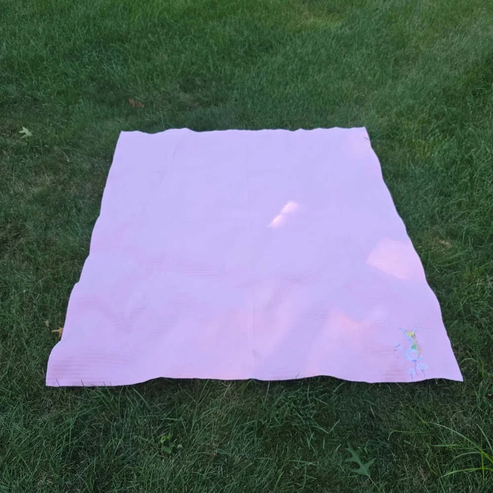 Disney Store Tinker Bell Pink Fleece Throw Blanket Embroidered Fairy 57x48